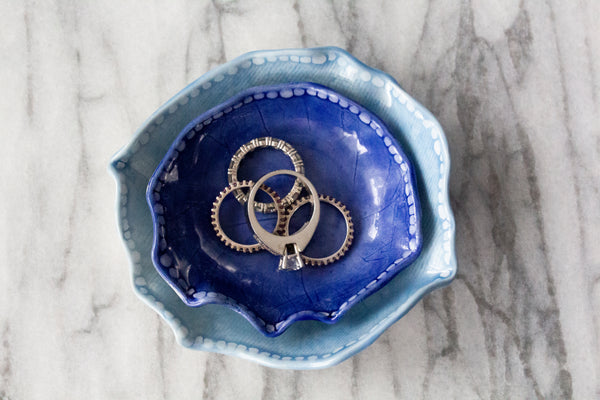 Faded Denim Jewelry Dish / Catch-All (small)
