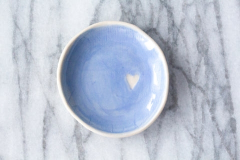 Blue with Heart Jewelry Dish / Catch-All
