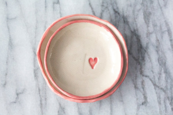 Pink Heart Jewelry Dish / Catch-All