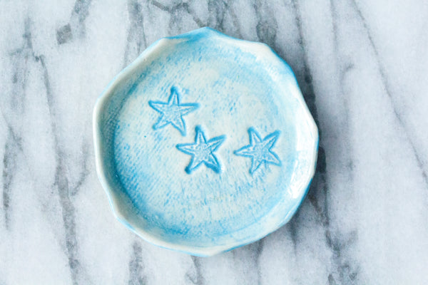 Bright Blue Starfish Jewelry Dish / Catch-All